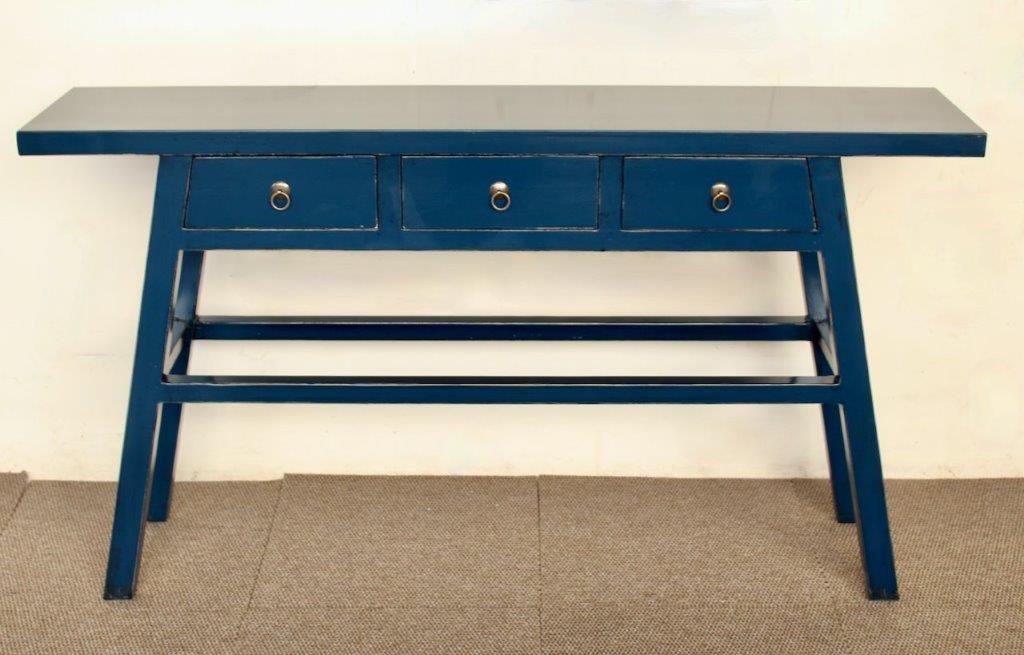 BLUE 3 DRAWER CONSOLE  83X150X35CM